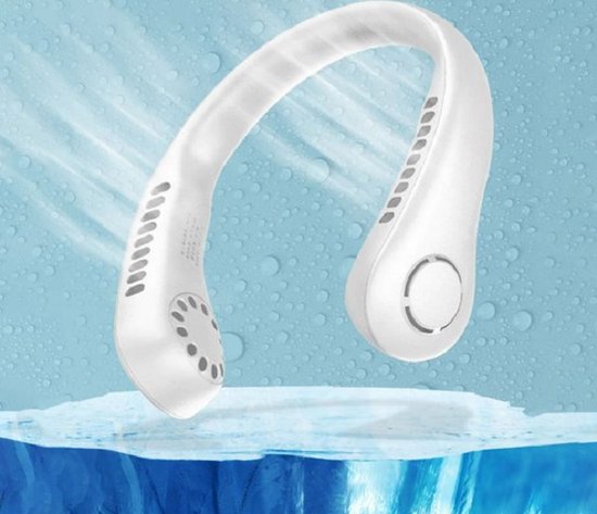 Draagbare Nekventilator Wit – Draadloos & Oplaadbaar – Bladloos Design – 3000mAh Batterij – 3 Standen