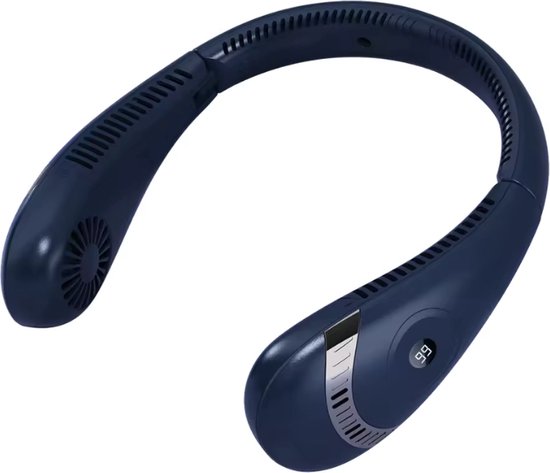 Nekventilator Deluxe Blauw – Draadloos & Oplaadbaar – 5000mAh Batterij – LED Display – 5 Standen