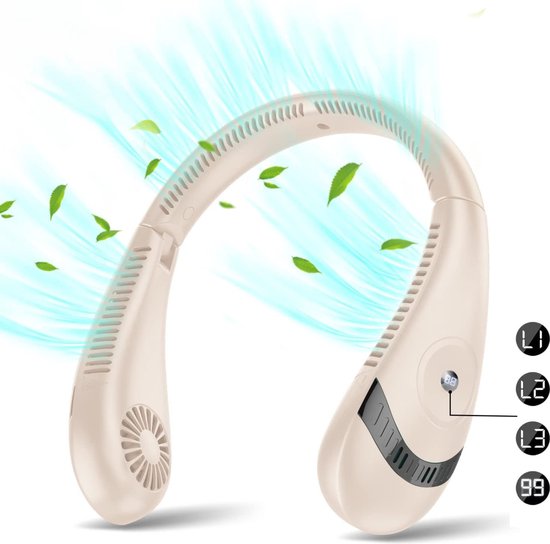 Nekventilator Deluxe Roze – Draadloos & Oplaadbaar – 5000mAh Batterij – LED Display – 5 Standen