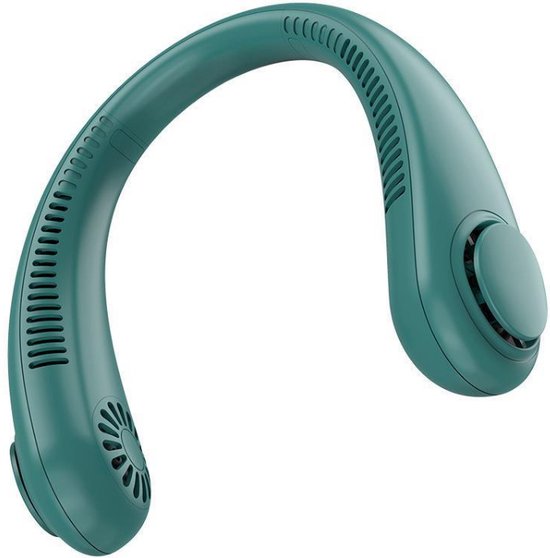 Draagbare Nekventilator Groen – Draadloos & Oplaadbaar – Bladloos Design – 3000mAh Batterij – 3 Standen