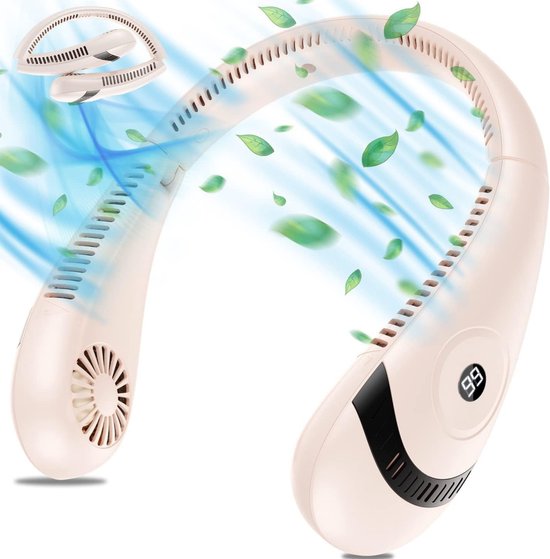 Nekventilator Deluxe Roze – Draadloos & Oplaadbaar – 5000mAh Batterij – LED Display – 5 Standen